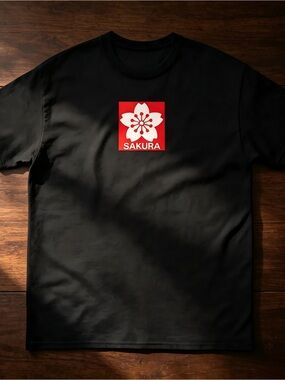 Sakura Oil Stick Logo T-Shirt Graffiti Tee Black T-shirt